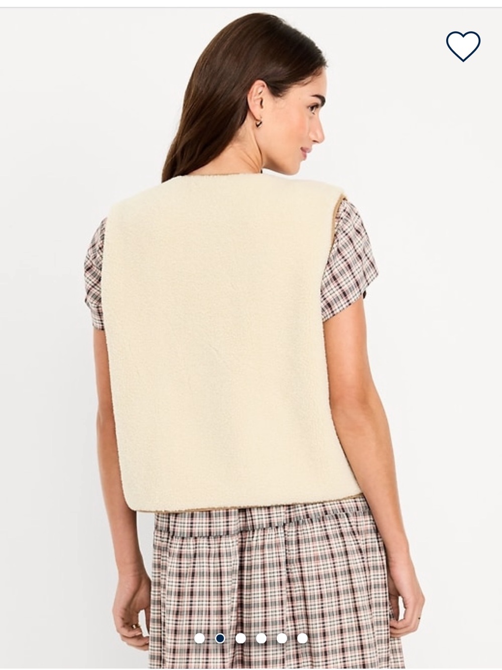 Old Navy Cream Sherpa Open-Front Vest - Picture 2 of 5